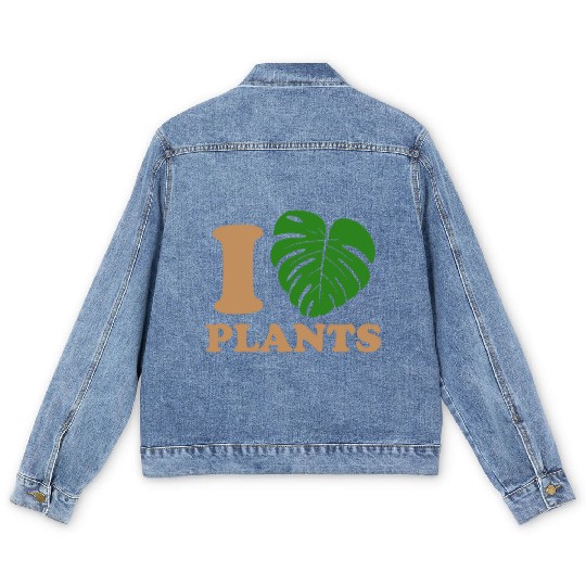 I love plants Men's Denim Jackets