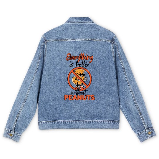 Everything Is Better Without Peanuts Peanut Men's Denim Jackets
