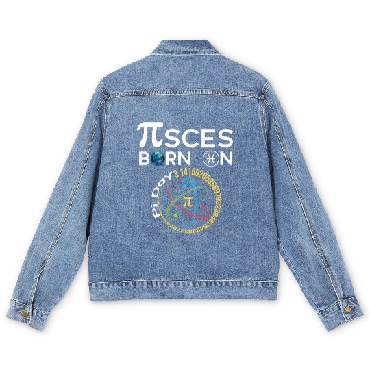 Pi Day Birthday Baby Born on Pi Day Pisces Men's Denim Jackets