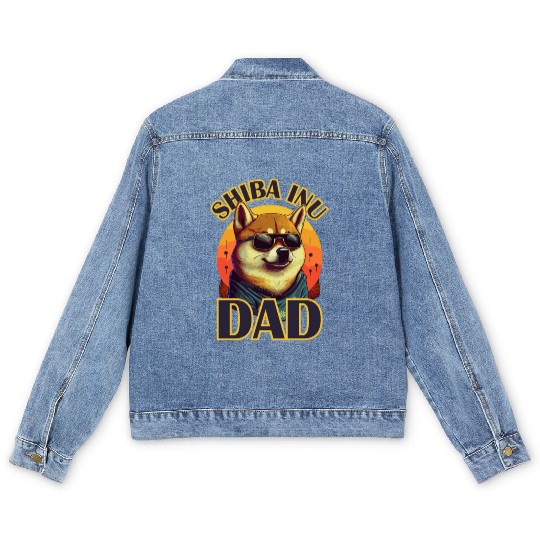 Shiba Inu Dad Retro Dog Lover Funny Cute Pet Men's Denim Jackets