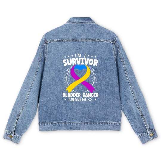 Bladder Cancer Survivor Bladder Cancer Awareness Men's Denim Jackets