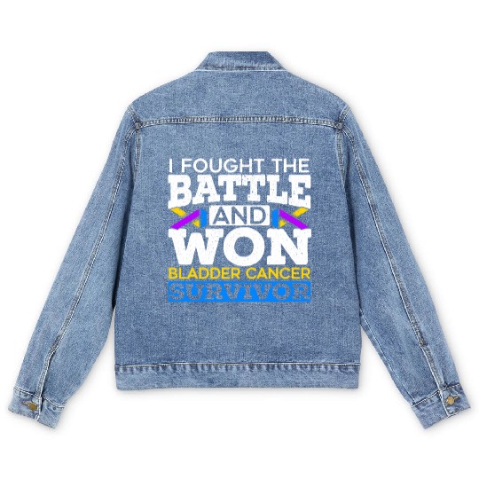 Fought The Battle And Won Bladder Cancer Survivor Men's Denim Jackets