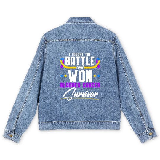 Fought The Battle And Won Bladder Cancer Survivor Men's Denim Jackets