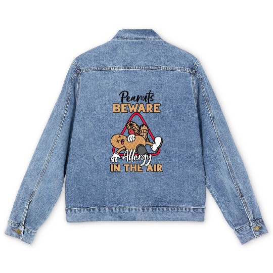 Peanuts Beware Allergy In The Air Peanut Allergic Men's Denim Jackets