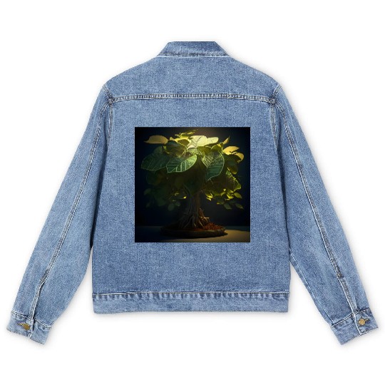Plant in Flower Pot - 3D Digital Art Men's Denim Jackets