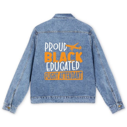 Proud Black Educated Flight Attendant Men's Denim Jackets