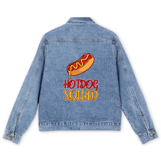Hot Dog Squad Cool Weiner Puppy Dog Lover Humor Men's Denim Jackets