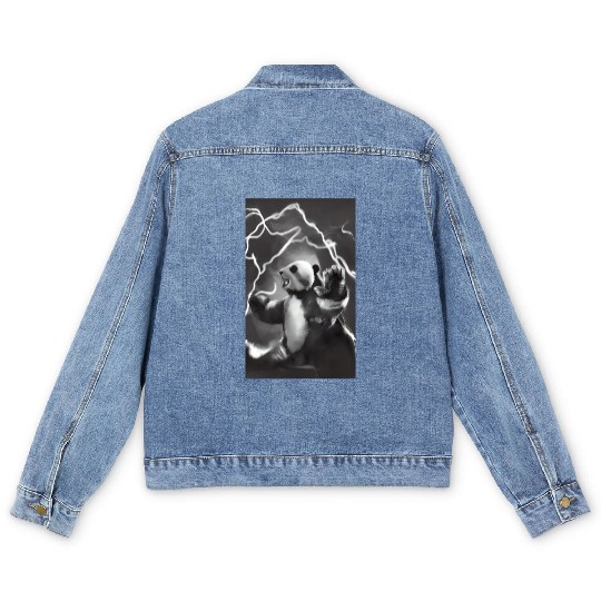 Lightning Bolt Panda Men's Denim Jackets