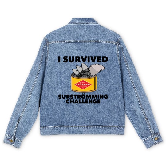 I Survived Surstromming Swedish Food Surstrommings Men's Denim Jackets