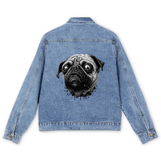Zombie pug Men's Denim Jackets