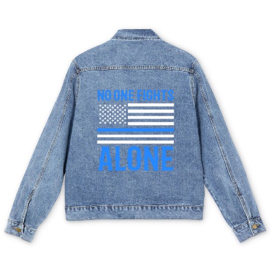 No One Fights Alone Thin Blue Line Police Men's Denim Jackets