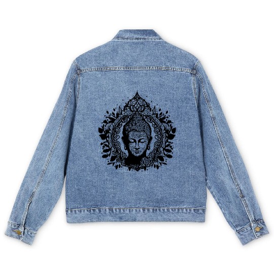Meditating Buddha Lotus Spirit Portrait Men's Denim Jackets