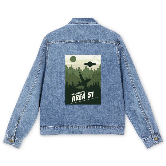 Welcome To area 51 Men's Denim Jackets