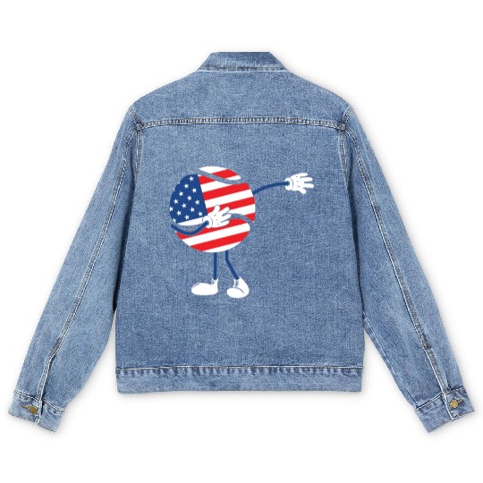 America USA Flag 4th Of July Tennis Player Men's Denim Jackets