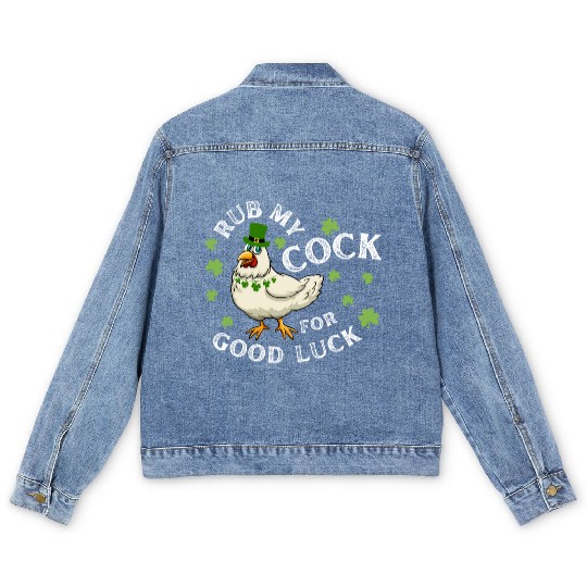Rub My Cock For Good Luck St Patrick's Day Men's Denim Jackets