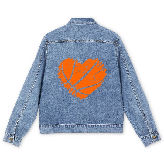 I Love Basketball with Heart Shape Men's Denim Jackets