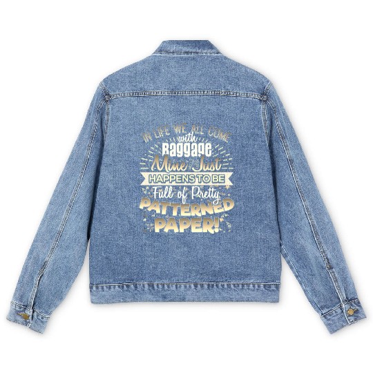 Scrapbooker Life Has Baggage Mine Patterned Paper Men's Denim Jackets