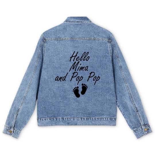 Hello Mima and Pop Pop Grandparents Baby, New Men's Denim Jackets