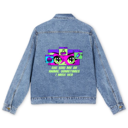 She Said Me or Anime Couples Kawaii Lovers Cute Fu Men's Denim Jackets