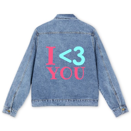 I Love You, Heart, Cool, Marriage, Wedding, bride Men's Denim Jackets