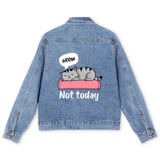Funny Lazy Bored Cat | For Cat Mom Cat lovers Men's Denim Jackets