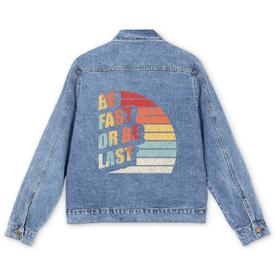 Fast Car Quote Drag Racing Gift Vintage Retro Rac Men's Denim Jackets