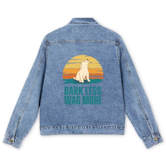 Bark Less Wag More Puppy Dog Men's Denim Jackets