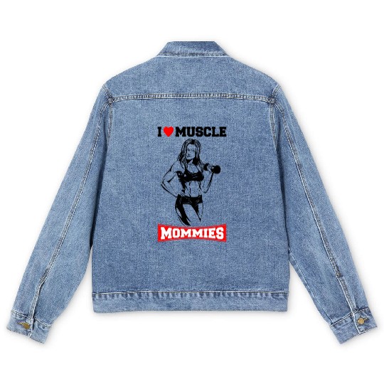 I LOVE MUSCLE MOMMIES Men's Denim Jackets