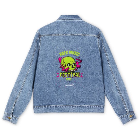 Skull Givin' Raspberry Dk , Rock music Men's Denim Jackets