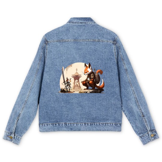Faceless Samurai And His Older Brother Men's Denim Jackets