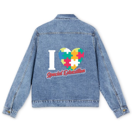 I Love Special Education Sped Teacher Awareness Men's Denim Jackets