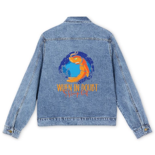 When In Doubt Shrimp Out Bjj Jiu Jitsu Pun Men's Denim Jackets
