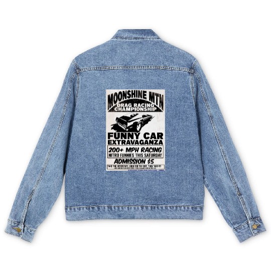 Vintage Hot Rod Classic Drag Racing Poster Men's Denim Jackets