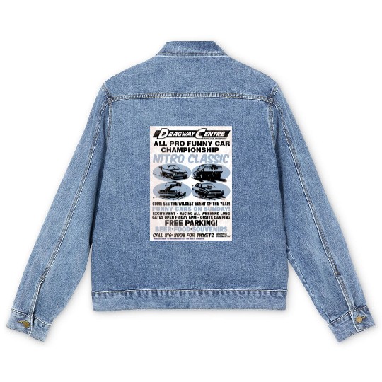 Vintage Hot Rod Classic Drag Racing Poster Men's Denim Jackets