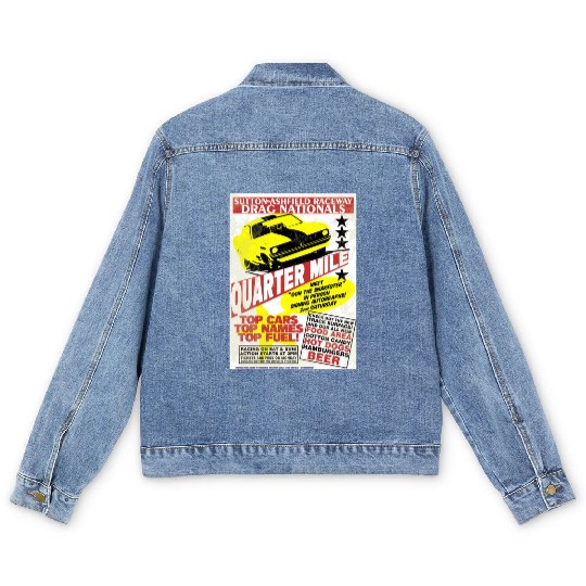 Vintage Hot Rod Classic Drag Racing Poster Men's Denim Jackets