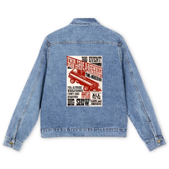 vintage, hot, rod, Classic, Racing, auto, automot Men's Denim Jackets