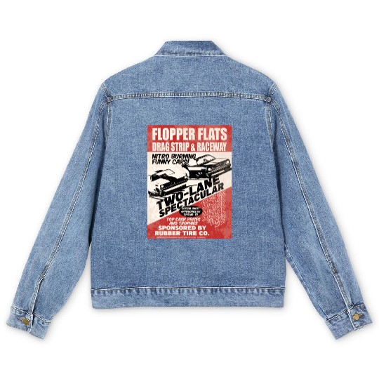 Vintage Hot Rod Classic Drag Racing Poster Men's Denim Jackets