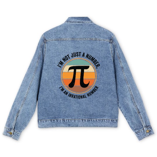 Pi Day Retro Mathematics Pi Symbol Math Number Men's Denim Jackets
