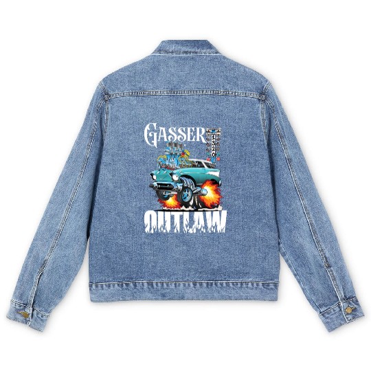 Gasser Outlaw Class Vintage Drag Racing Race Car Men's Denim Jackets