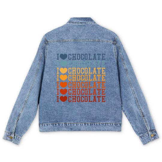 I Love Chocolate Retro Vintage Men's Denim Jackets