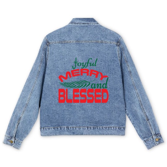 joyful merry and blessed Men's Denim Jackets