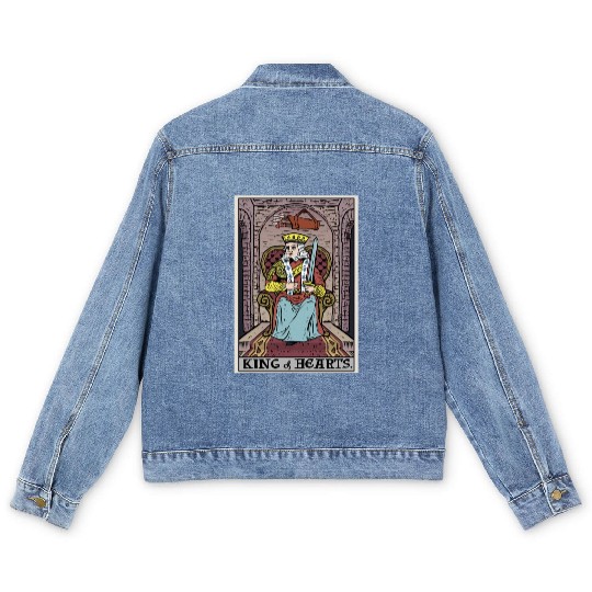 King of Hearts Tarot Card Men's Denim Jackets