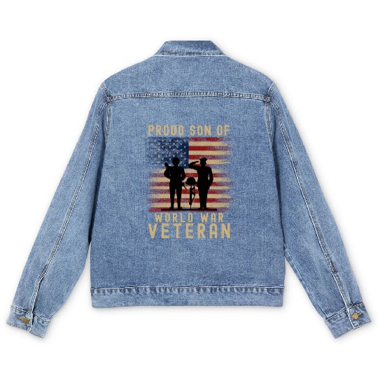 Proud Son of World War 2 Veteran Men's Denim Jackets