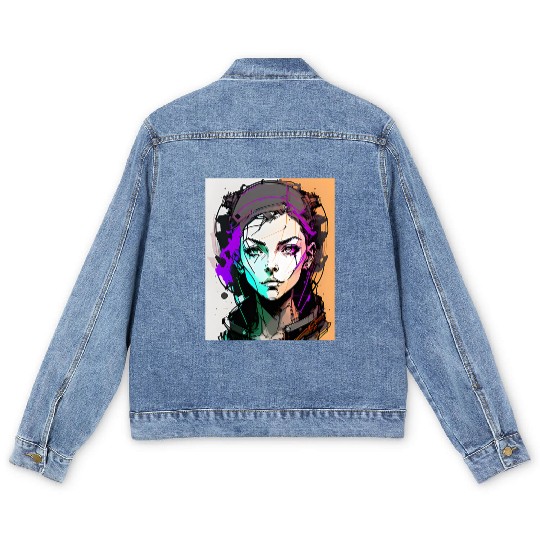 AI ART 01 GAMER GIRL Men's Denim Jackets