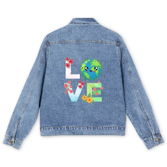 Love Earth Day Save The Planet Earth Day Men's Denim Jackets