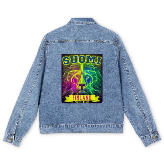 Neon Suomi Finland Lion powered by Sisu Men's Denim Jackets