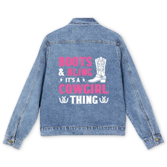 Boots And Bling It's A Cowgirl Thing Men's Denim Jackets