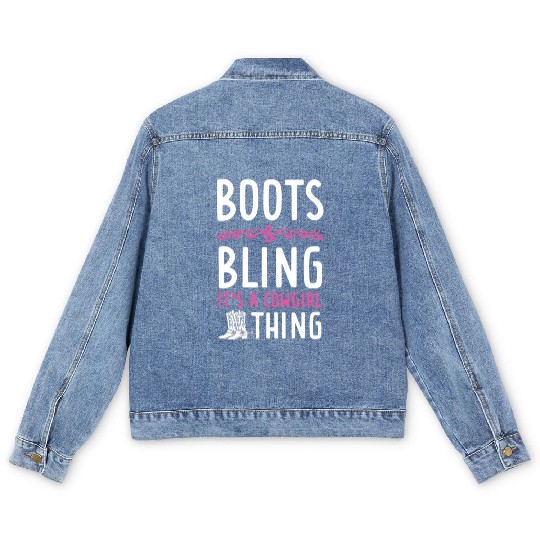 Boots And Bling It's A Cowgirl Thing Men's Denim Jackets