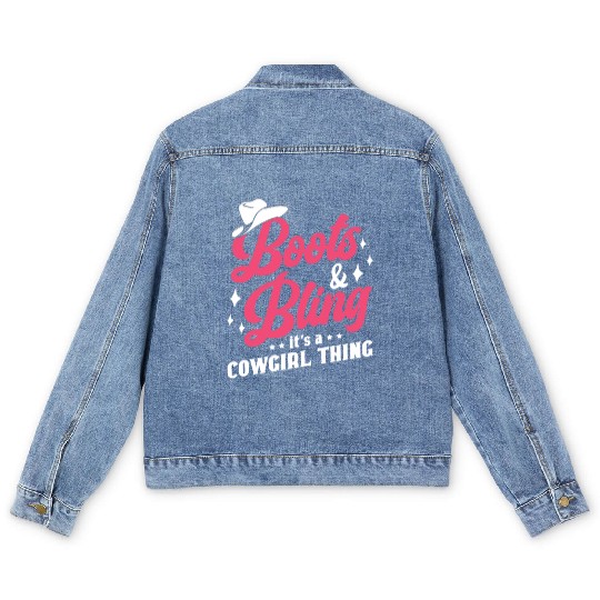 Boots And Bling It's A Cowgirl Thing Men's Denim Jackets