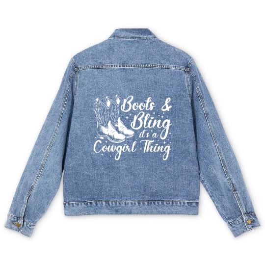 Boots And Bling It's A Cowgirl Thing Men's Denim Jackets